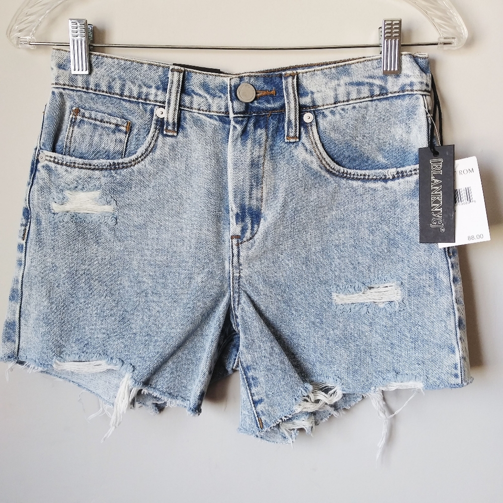 BlankNYC High Rise Distressed Denim Shorts Grunge Festival Cutoffs Summer